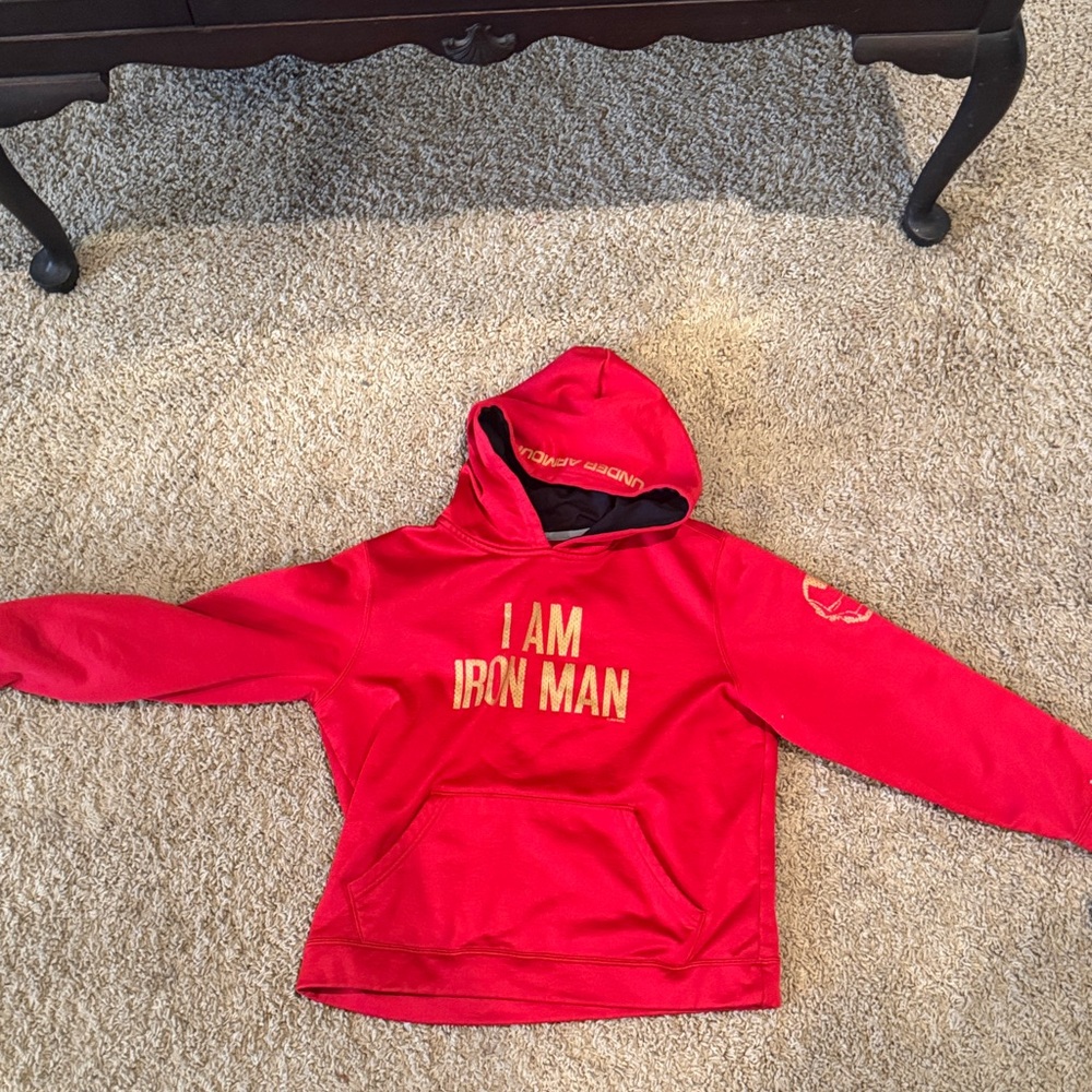 Under Armour Marvel Red 'I Am Iron Man' Kids Hoodie Large
